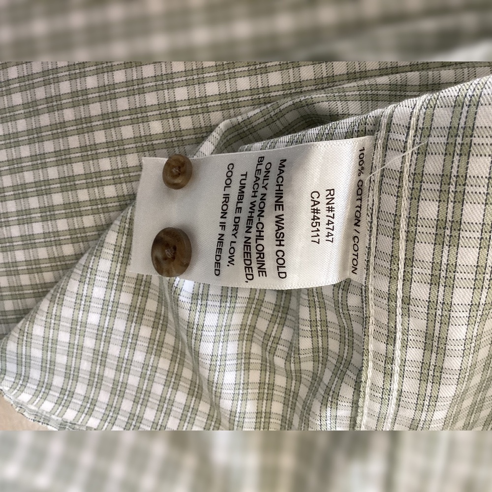 RedHead Wrinkle-Free Easy-Care Button-Down Long-Sleeve Shirt 3XL | Green + White - Picture 6 of 10